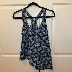 MATERIAL GIRL Floral Asymmetrical Racerback Tank